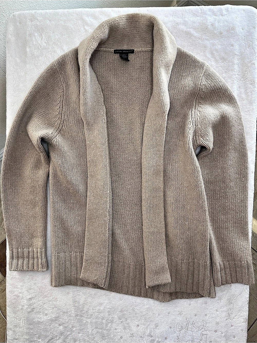 Sarah Spencer Open Front Knit Cardigan in Brown Like New